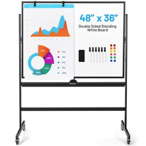 Lavagna Magnetica Mobile Cancellabile a Secco 48FT X 36FT in Plastica, Bifacciale Reversibile con Altezza Regolabile - Product Image 1