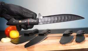 Handmade Stainless Steel <b>Knife</b> <b>Set</b> -5 Pcs Kitchen <b>Knife</b> <b>Set</b> With Leather Roll Bag With Wooden Handle 100% High Quality - Product Image 3