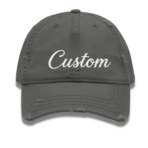 Casquette personnalisable à 6 panneaux effet vieilli avec broderie 3D et boucle métallique, forme souple unisexe pour usage quotidien - Product Image 1