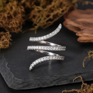 Anillo Ajustable de Serpiente con Circonita Cúbica de Diseño Moderno, Anillo de Boda de Plata de Ley 925, Regalo de Joyería para Mujer, Aniversario, Compromiso - Product Image 1