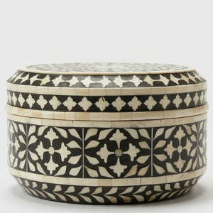 Handmade Bone Inlay 3Kg Capacity Round Jewelry Organizer <b>Keepsake</b> Storage Case Luxury Home Decor for Living Room and Kitchen - Product Image 1