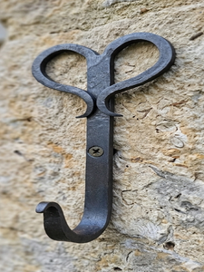 Hand Forged Wrought Iron Wall <b>Hook</b> Vintage Decorative Heart Scroll <b>Coat</b> Hanger Heavy Duty Metal <b>Single</b> <b>Hook</b> for Hat Towel Bag - Product Image 5
