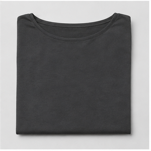 T-shirt décontracté pour femme, gris anthracite, col bateau, manches courtes chauve-souris, WTS-0045 - Product Image 5