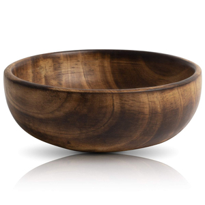 Bol à salade en bois d'acacia fait main de haute qualité, écologique, en bois massif naturel, pour la cuisine et la table à manger - Product Image 3
