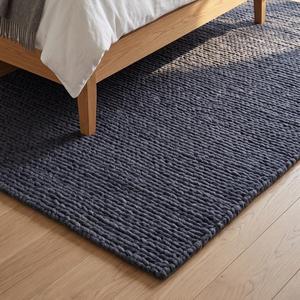 Modern Slate Blue Handcrafted Loop Pile Area <b>Rug</b>, Textured Woven Design, Elegant <b>Rustic</b> Floor Covering for Living Room Bedroom - Product Image 5