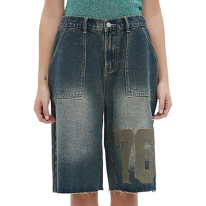 Proveedor de Pantalones Cortos de Mezclilla con Lavado Ácido al por Mayor, Unisex, Corte Holgado, Estilo Urbano, Vintage, de Algodón - Product Image 1