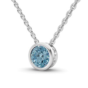 Collar Solitario de Diamante Cultivado en Laboratorio Azul Hielo Agustina de Corte Brillante Redondo con Engaste de Bisel, Estilo Hip Hop, Joyería para Fiesta, Precio al por Mayor - Product Image 2