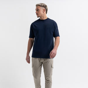 Camiseta de Cuello Redondo de Algodón y Spandex Lisa de Primera Calidad para Streetwear, Venta al Por Mayor - Product Image 3