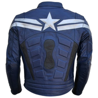 Veste en cuir véritable bleu hiver américaine pour hommes, vestes faites à la main, super vestes de capitaine, toutes tailles, portées par les stars du cinéma, héros