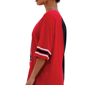 Custom Women Oversized Mesh American Football Jersey Tee OEM Two Tone Sports Streetwear V Neck Graphic Team Fashion Sports Top - Product Image 4