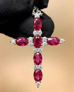 Pendentif croix en rubis, bijoux religieux élégants, pendentif en argent 925 pour hommes et femmes, pendentif charmes, pendentif foi chrétienne - Product Image 4