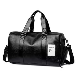 Nouveauté Sac de sport en PU de style européen de luxe personnalisé en cuir noir pour le yoga, la gym, la remise en forme, les voyages, les chaussures - Product Image 1