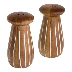 Salero y pimentero clásicos de madera para la mesa familiar y para almacenar condimentos en la cocina. - Product Image 1