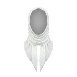 Hijab en soie blanche pour femmes, long, plissé, uni, multifonctionnel, à porter tous les jours, toutes saisons - Product Image 1