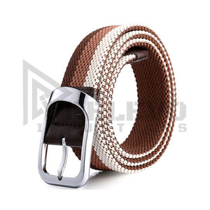 Relevo Industry Striped <b>Braided</b> Casual Belt With Silver Pin Buckle Durable Adjustable Men's Fashion <b>Accessory</b> - Product Image 3