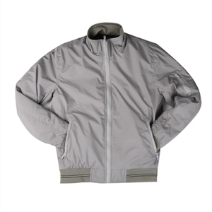 Chaqueta Bomber Gris para Hombre, con Capucha, Cierre de Cremallera, Cuello Redondo, Informal, Ligera, Resistente al Viento, de Nailon, para Primavera - Product Image 2