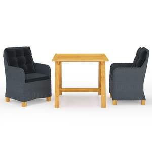 Ensemble de salle à manger de jardin 3 pièces gris foncé pour usage extérieur - Product Image 1