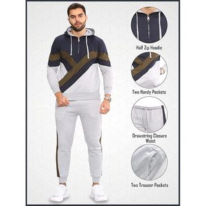 Conjunto de Chándal con Capucha para Hombre, Sudadera con Cierre Parcial, Pantalones Jogger, Logotipo Personalizado, Fabricante Mayorista de Ropa Urbana OEM ODM - Product Image 2