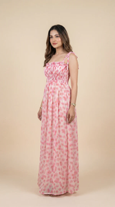 Robe longue tendance à imprimé floral pour femme en georgette, légère et fluide, idéale pour l'été, les fêtes et la plage - Fournisseur - Product Image 2