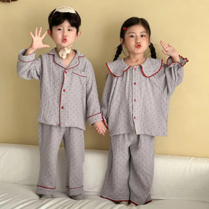 Ensemble de pyjama en coton imprimé pour femmes, design mignon, confortable, vêtements de nuit, vente en gros, ensemble de pyjama d'hiver pour enfants, chaud - Product Image 3