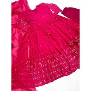 Ropa de Diseñador India y Pakistaní, Elegante Vestido Anarkali y Pantalón con Dupatta para Fiestas - Product Image 2