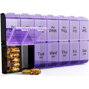 Organizzatore Settimanale Extra Large AM PM per Pillole, Porta Medicinali XL 7 Giorni, Contenitore per Pillole Giorno/Notte, Ampio Spazio per Medicinali - Product Image 1