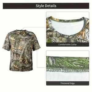 T-shirt à manches courtes camouflage pour homme, séchage rapide, respirant, évacuation de l'humidité, polyester, pour la chasse en plein air - Product Image 5