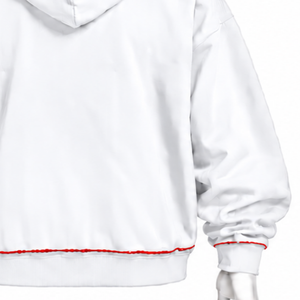 White Indus Embroidered <b>Hoodie</b> Traditional Floral <b>Stitching</b> Kangaroo Pocket Relaxed Fit Casual Streetwear Winter Pullover - Product Image 6