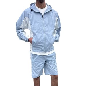 Cotton Windbreaker Set Short Sleeve Casual Sporty Solid Two Piece Custom Logo Eco Friendly Fleece Unisex Autumn - Product Image 6