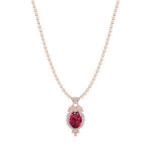 Colliers REYES nouvelle collection en or rose 14 carats avec moissanite certifiée GRA pour femmes, pendentif en rubis naturel - Product Image 1
