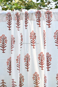 Rouille rouge Boho Floral coton rideaux bloc imprimé Hippie ferme fenêtre rideaux pour chambre et salon pour la décoration intérieure - Product Image 2