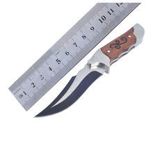 มีดโบวี่คุณภาพสูง สแตนเลสสตีล ด้ามไม้ ปลอกหนัง ใบมีดปลายแหลมแบบคลิป สำหรับกิจกรรมกลางแจ้ง - Product Image 3