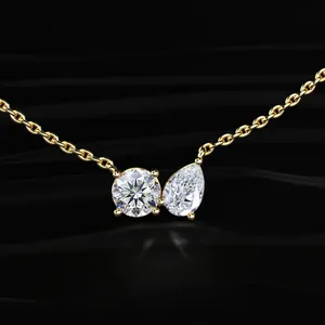 Lab Grown CVD Diamond Pendant Pear Halo Mangalsutra <b>D</b>-E Color VVS-VS Clarity IGI Certified Gold Engagement Wedding <b>Necklace</b> - Product Image 2