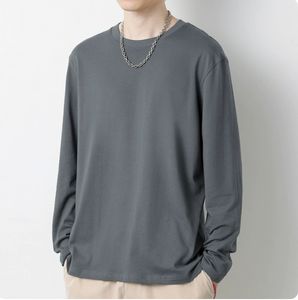 Camiseta de Manga Larga de Algodón Puro para Hombre, Camiseta Interior Blanca Sólida, Camiseta de Cuello Redondo - Product Image 4