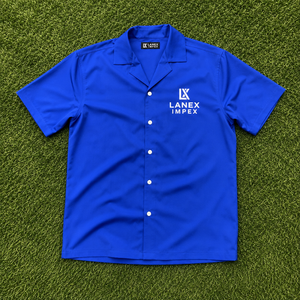 Chemise décontractée pour homme de haute qualité, bleue, à manches courtes, col rabattu, boutonnée, couleur unie, respirante, en popeline de polyester, pour l'été - Product Image 6