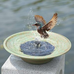 Baño para pájaros de hierro rústico para exteriores, el más vendido, con soporte decorativo para alimentación y bebederos de aves en el jardín. - Product Image 4