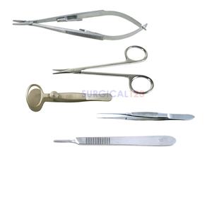 Conjunto de instrumentos oculares manuales de acero inoxidable para uso veterinario Clase II Fuente de alimentación certificada CE MOL Base DE SEGURIDAD Instrumentos quirúrgicos - Product Image 1