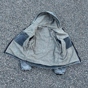 Sudadera con capucha de mezclilla vintage personalizada, estilo trabajador, de algodón, con cremallera, extragrande, desgastada, para streetwear - Product Image 5