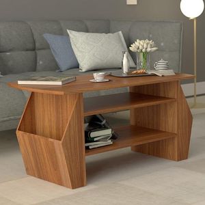 Modern Teak Wood Coffee <b>Table</b> Midcentury Design <b>With</b> <b>Storage</b> Living Room Furniture - Product Image 2