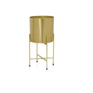 Pot de fleurs moderne et durable pour la décoration intérieure, en métal, finition dorée. - Product Image 6