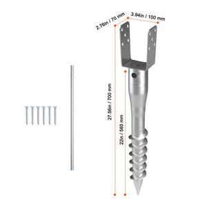 1 Paquete de Estacas de Tornillo DIY sin Excavación, 3.94 x 2.76 x 27.56 pulgadas, Anclaje de Suelo Resistente en Forma de U, 6 Pernos de Anclaje para Varilla Corrugada, Incluye Herramienta sin Excavación - Product Image 2