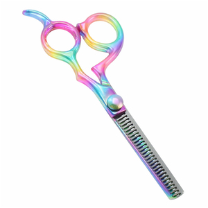 Ciseaux de coiffure professionnels multicolores arc-en-ciel en titane avec manche ergonomique en plastique - Product Image 1
