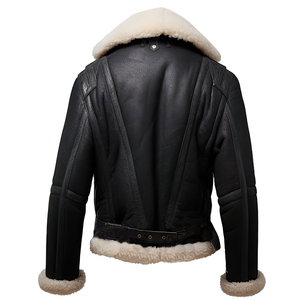 ODM Service Men Black Sheepskin <b>Leather</b> <b>Jacket</b> <b>Winter</b> Warm Sherpa Shearling Faux Fur Lined Coat Customized <b>Leather</b> <b>Jacket</b> - Product Image 6