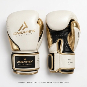Boxing <b>Gloves</b> White Gold Black Professional Training Fight <b>Gloves</b> Padded Boxing Custom Logo OEM Wholesale <b>Sports</b> <b>Glove</b> - Product Image 2