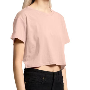 เสื้อครอปท็อปผู้หญิง แขนสั้น คอกลม ผ้าฝ้ายเรียบง่าย สไตล์ลำลอง สำหรับฤดูร้อน - Product Image 6