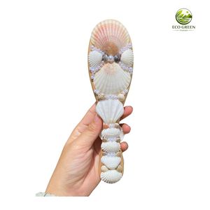 Eco Green Vietnam Handmade Seashell Hair Comb & Brush with Flowers Pearls Vintage Printing-Beach Style Wedding <b>Gift</b> (10cm/16cm) - Product Image 3