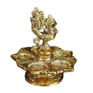 Panch de latón Arti Diya con pavo real - Product Image 6