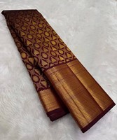 Sari de Seda Multicolor de Alta Calidad, Envío Inmediato, Vestido Tradicional Indio Estilo Banarasi con Borde Drapeado y Patrón, para Fiestas y Ceremonias