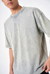 T-shirt vintage pour homme en coton délavé à l'acide, style streetwear rétro, col rond, manches courtes, effet vieilli, couleur minérale, vente en gros - Product Image 2
