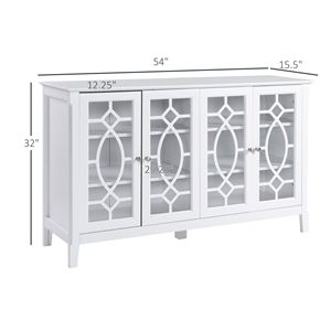 Credenza Bianca Stile Mid-Century con Ante in Vetro e Ripiani Regolabili per Sala da Pranzo e Bar in Villa - Product Image 3